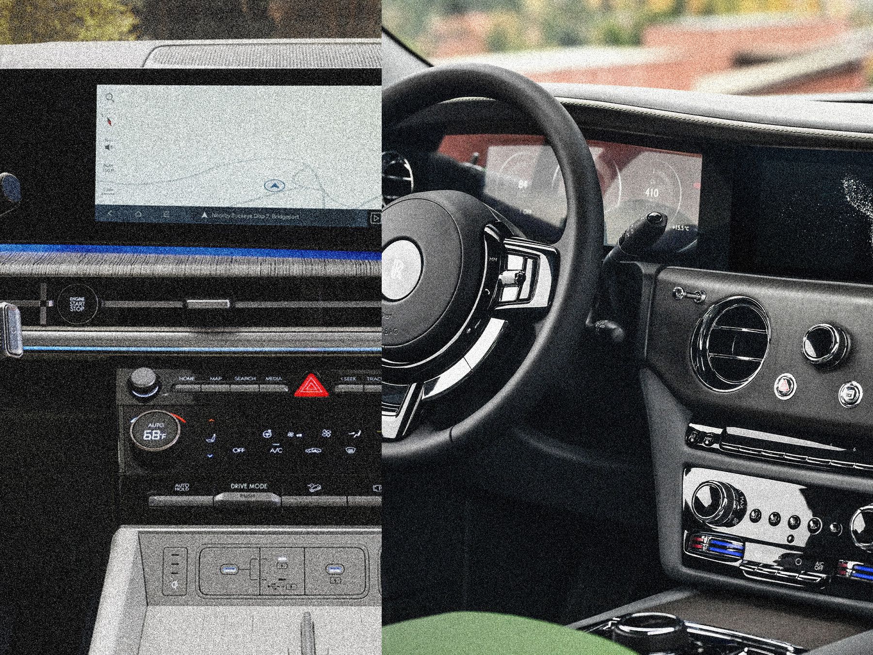 Modern dual-control car interior used for driving lessons at Road2Pass